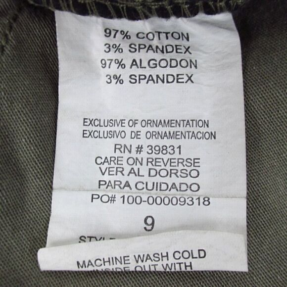 Nordstrom Jolt NWT Olive Green Patch Leg Pants Size 9 - Picture 8 of 8